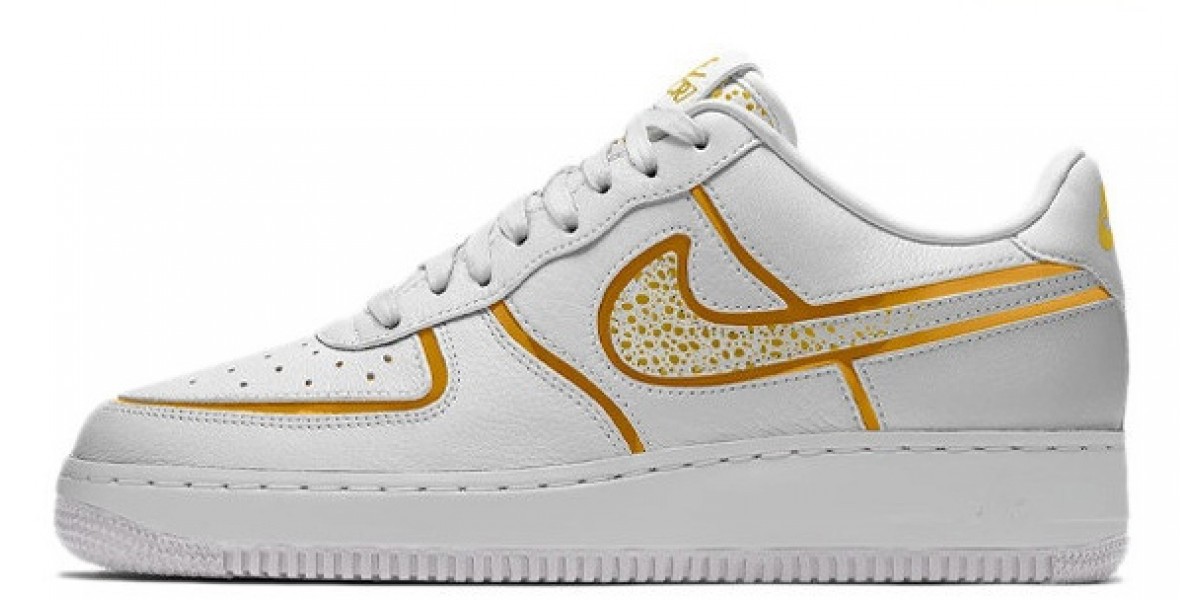 white air forces with gold
