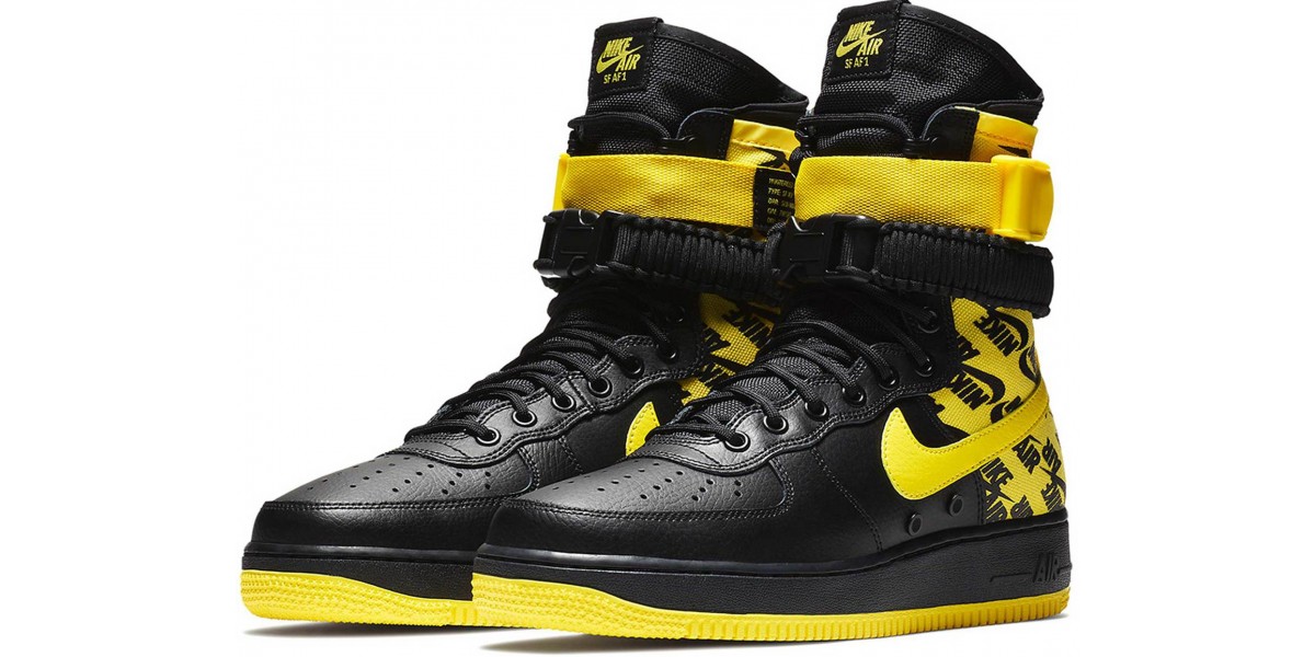 nike sf air force 1 black and yellow